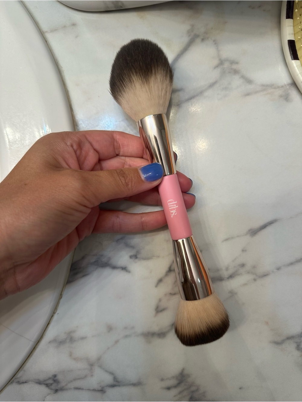 Dual-Ended Pink Face Brush for Powder & Foundation